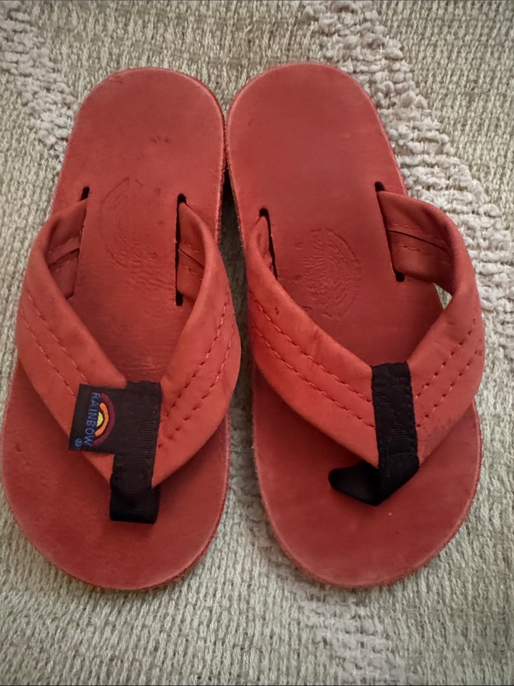 Rainbow Sandals Kids Red Leather Flip Flops Little Kid 11/12 | Beach Summer Sa - Picture 7 of 7